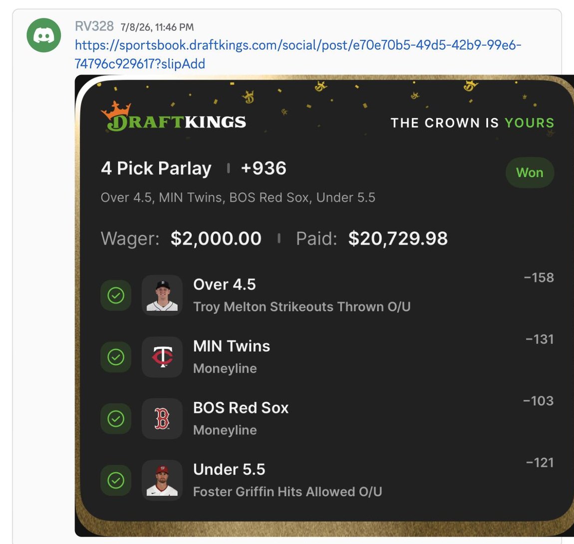 Real member post from the Twin Picks Discord