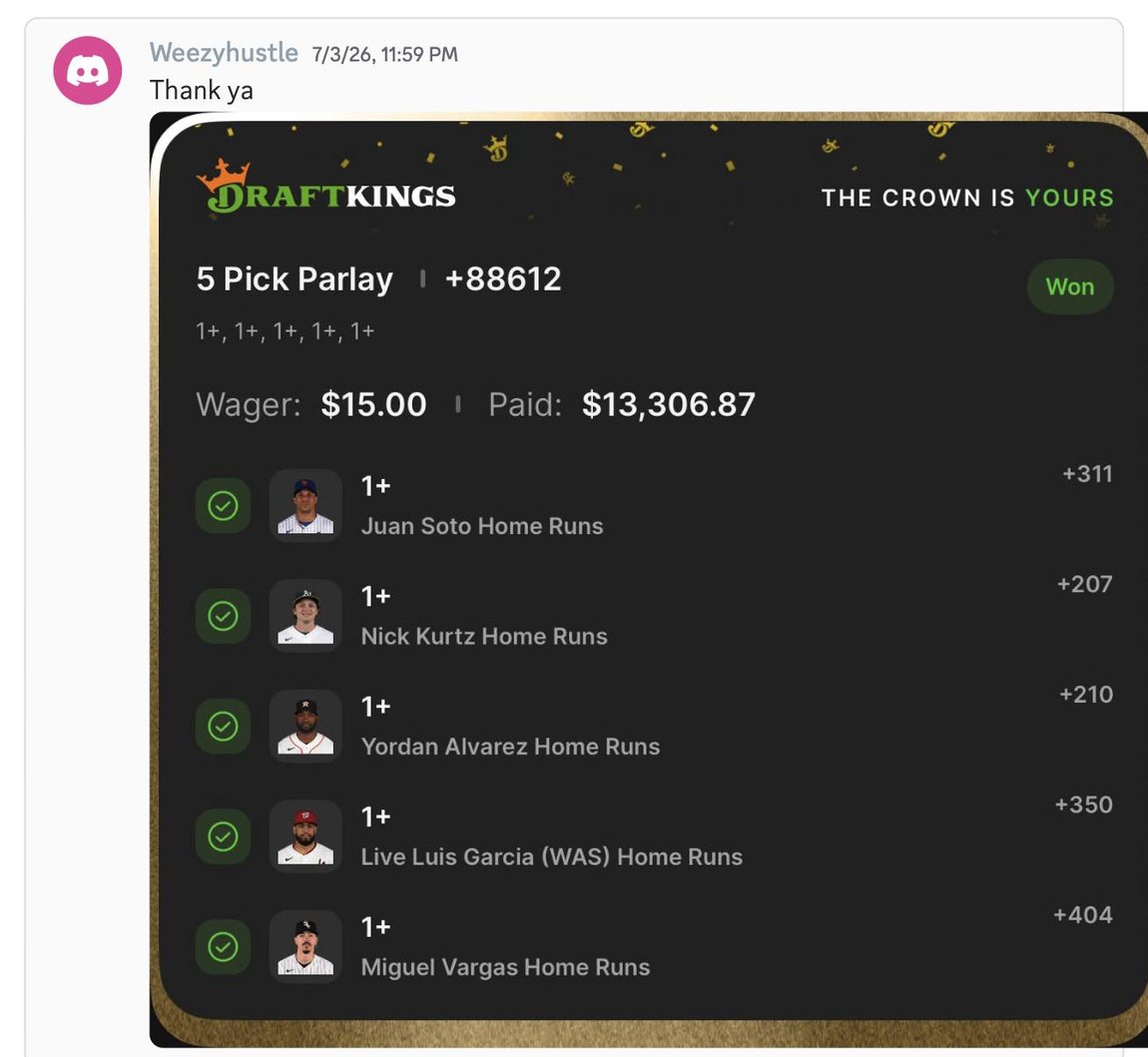Real member post from the Twin Picks Discord